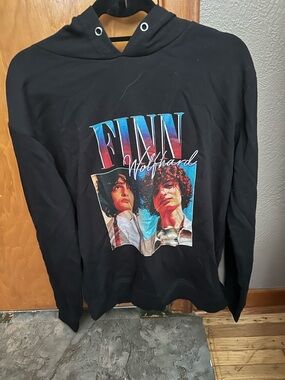 Black Graphic Hoodie Sweatshirt - Finn Wolfhard